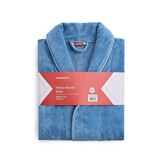 Luxe badjas velours met piping - denimblauw