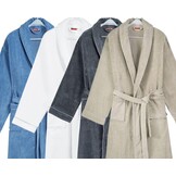 Luxe badjas velours met piping - beige