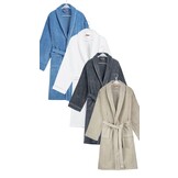 Luxe badjas velours met piping - wit