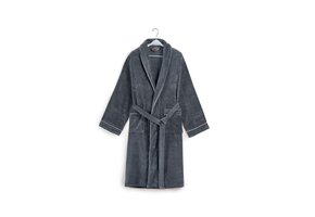 Luxe badjas velours met piping - grijs