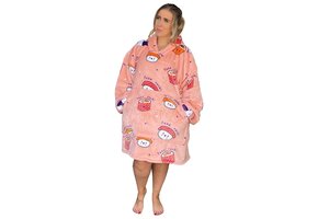 Fleece deken met mouwen & capuchon - sushi