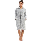 Rits damesbadjas met streepmotief - fleece