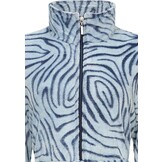Trendy blauwe rits damesbadjas - fleece