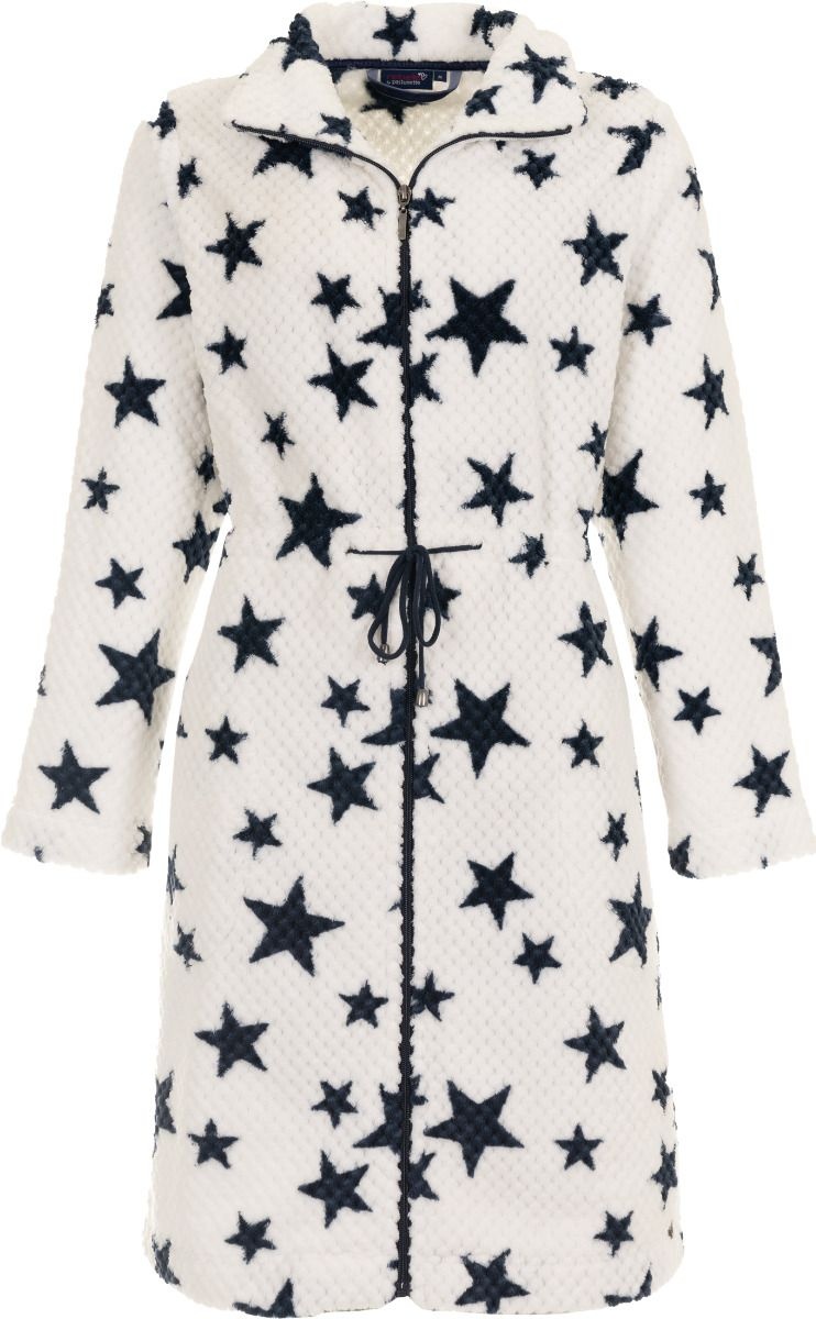 Rebelle Witte badjas sterren met rits - zacht fleece afbeelding