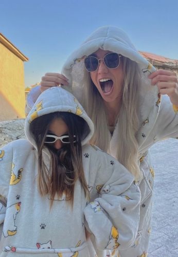 Katten damesbadjas met luxe voering - fleece