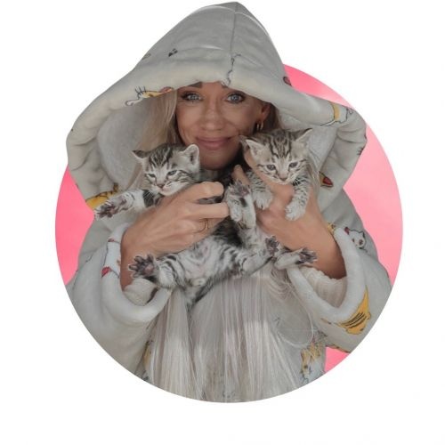 Katten damesbadjas met luxe voering - fleece