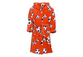 Badjas kind voetbal oranje fleece met capuchon