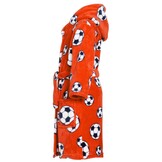 Badjas kind voetbal oranje fleece met capuchon