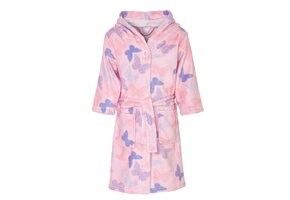 Roze kinderbadjas met vlinders - fleece