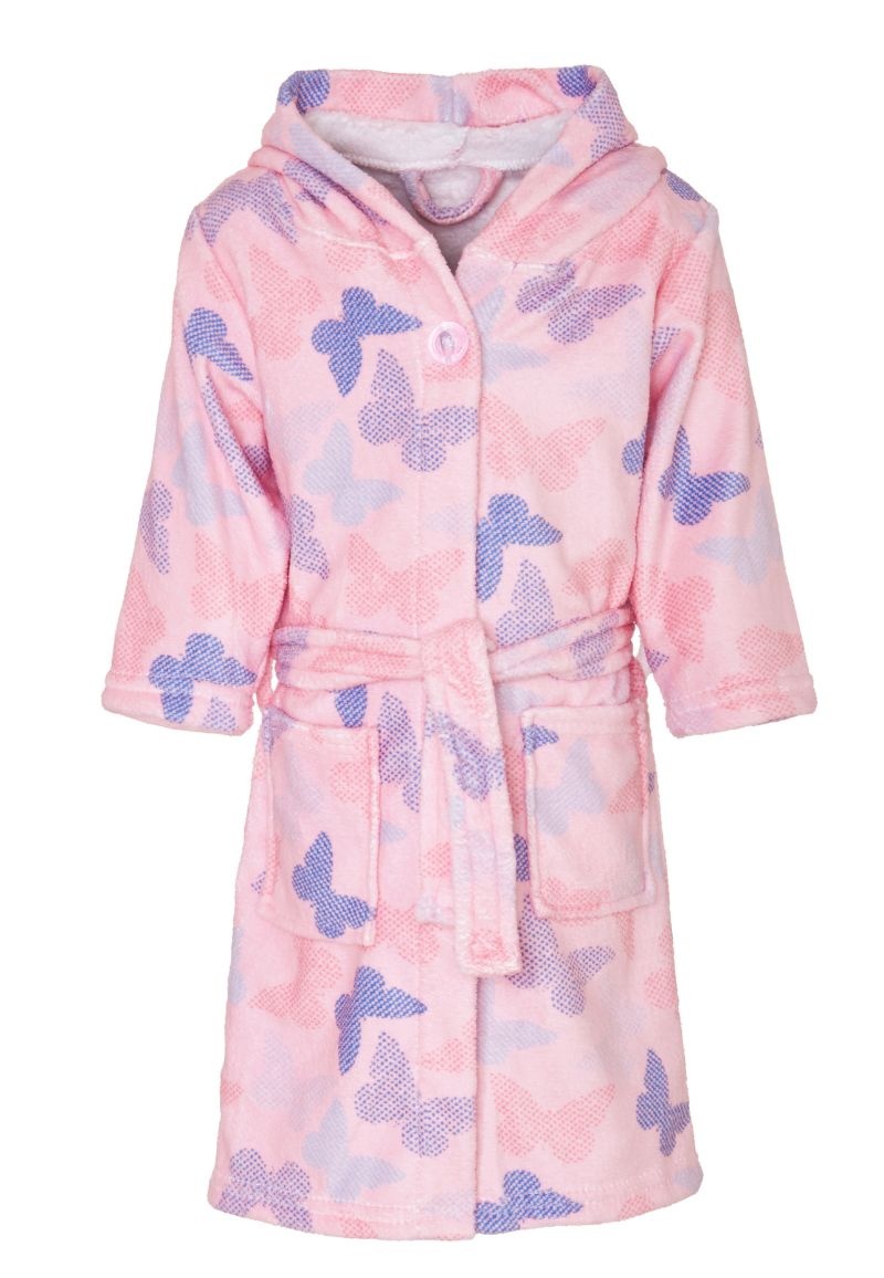 Playshoes Roze kinderbadjas met vlinders - fleece afbeelding