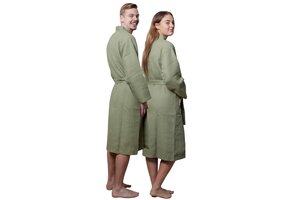 Unisex katoenen badjas olijfgroen – kimono model