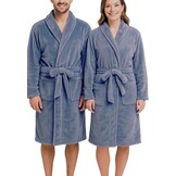 Denimblauwe fleece badjas kopen – stoer, warm & comfortabel unisex