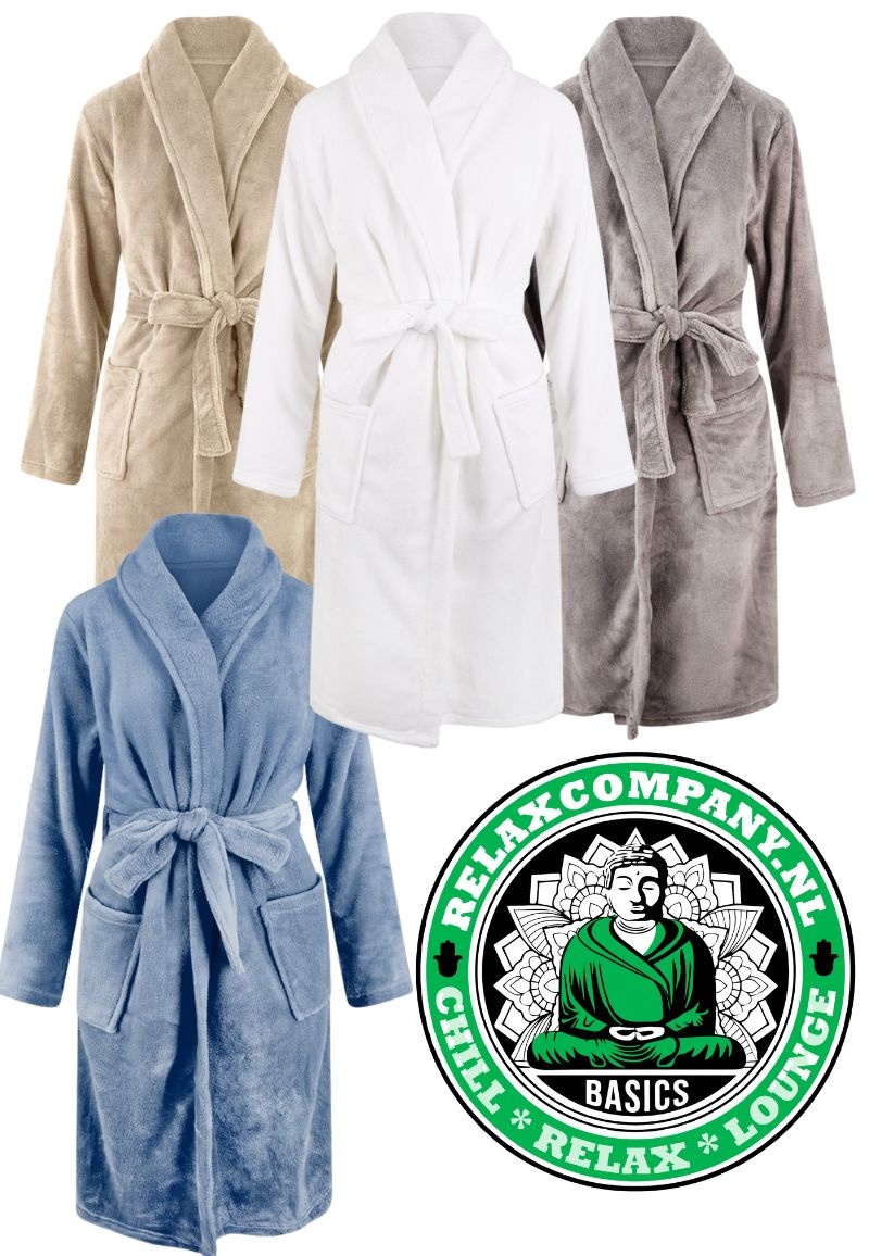 Denimblauwe fleece badjas kopen – stoer, warm & comfortabel unisex