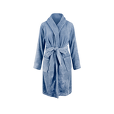 Denimblauwe unisex fleecebadjas met naam borduren