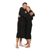Unisex Badrock badjas zwart met capuchon – badstof sauna badjas