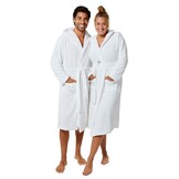 Witte badjas unisex met capuchon - fleece