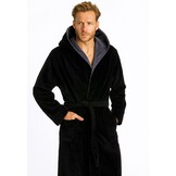 badjas heren zwart katoen met capuchon