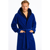 badjas kobaltblauw velours met capuchon