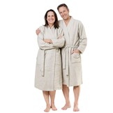 badjas unisex beige katoen kimono