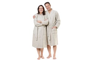 Unisex katoenen badjas beige – kimono model