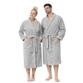 Lichtgrijze wellness badjas velours-katoen