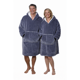 Luxe fleece deken met capuchon - antraciet