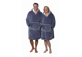 Luxe fleece deken met capuchon - antraciet