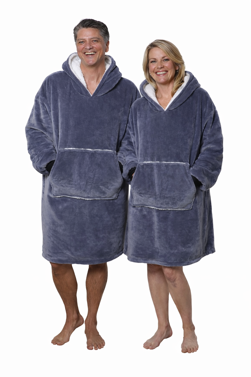 Luxe fleece deken met capuchon - antraciet