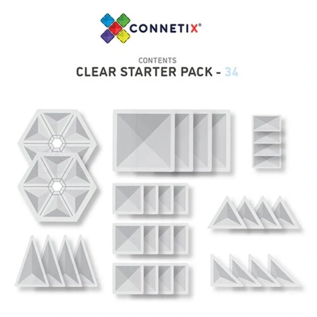 Connetix clear starter pack 34 pcs