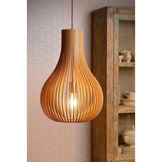 Lucide BODO - Hanging lamp - Ø 38 cm - 1xE27 - Light wood - 01400/38/72