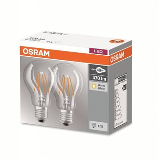 OSRAM pack de deux ampoules LED à filament E27 4 W blanc chaud