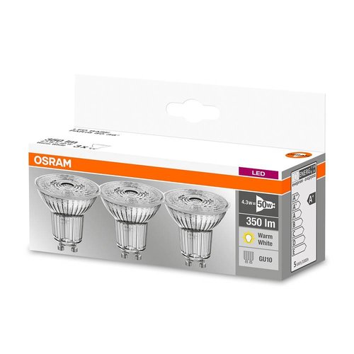 OSRAM Set de 3 LED STAR LEDspots 4.8-50W GU10 blanc chaud OSRAM Set de 3 LED STAR LEDspots 4.8-50W GU10 blanc chaud