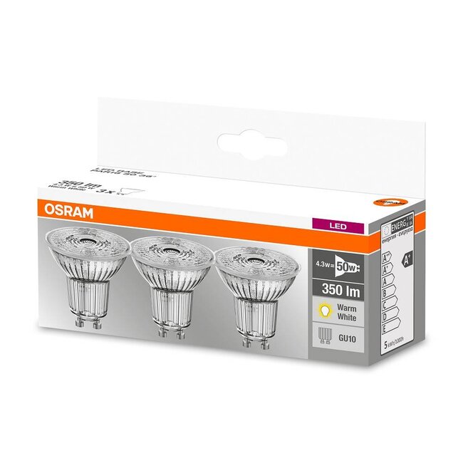 OSRAM Set de 3 LED STAR LEDspots 4.8-50W GU10 blanc chaud 