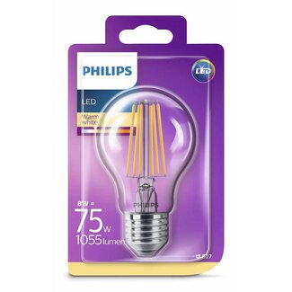 Philips E27 Rétro classique A60 Filament LED chaud 8-75W blanc