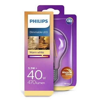 Philips Retro LED A60 E27 Filament lueur chaude 5.5-40W DIM