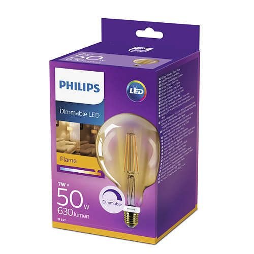 Philips LED Globe Vintage Style G120 E27 630Lm 7W warm white DIM
