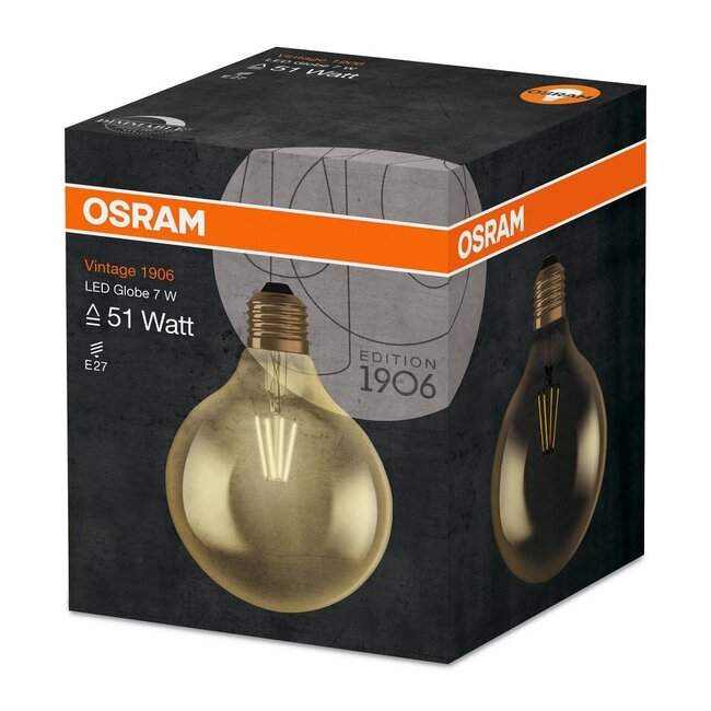 Lampe à filament LED style vintage 1906 G120 E27 7 W DIM
