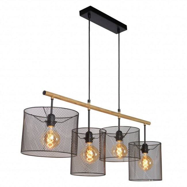 BASKETT - Hanglamp - 4xE27 - Zwart - 45459/04/30