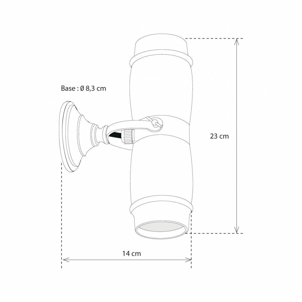 Landelijke Wandlamp MICRO UP & DOWN MOUNTED BASE - PerfectLights