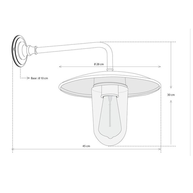 Landelijke Wandlamp Elébase Wall 90° Outdoor