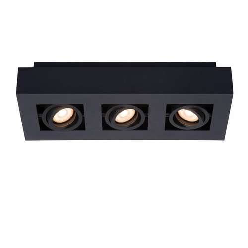 Lucide XIRAX - Plafondspot - LED Dim to warm - GU10 - 3x5W 2200K/3000K - Zwart - 09119/16/30 Lucide XIRAX - Plafondspot - LED Dim to warm - GU10 - 3x5W 2200K/3000K - Zwart - 09119/16/30