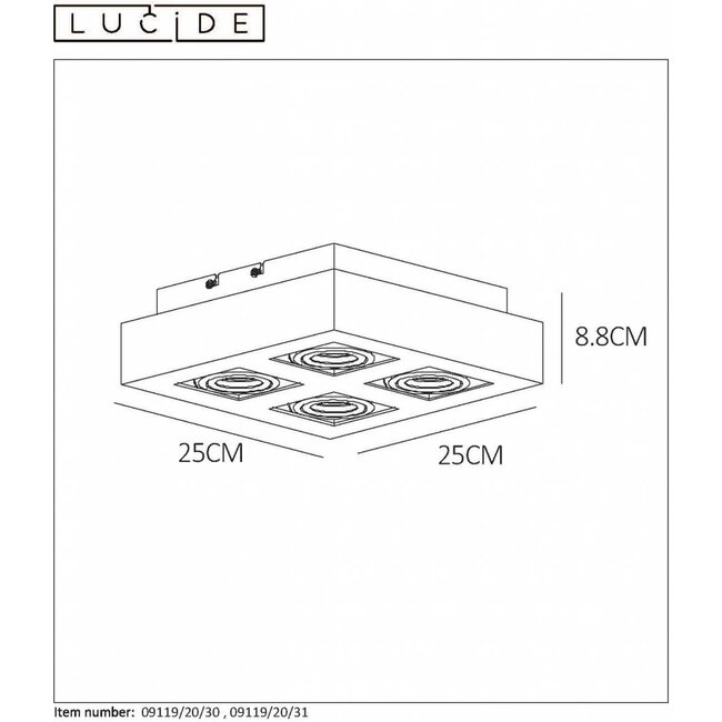 XIRAX - Ceiling spotlight - LED Dim to warm - GU10 - 4x5W 2200K / 3000K - Black - 09119/21/30