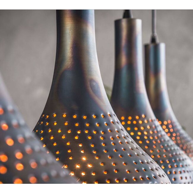 Vintage LED Pendant Lamp 4L punch cone black/brown