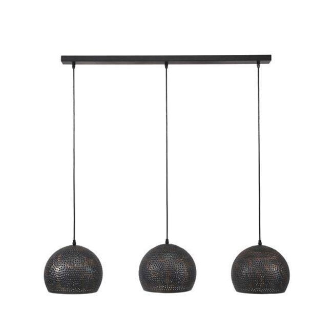Vintage hanging lamp 3xØ25 punch ball black/brown