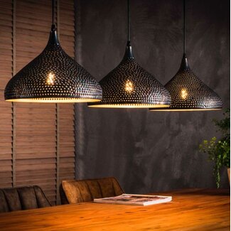 LioLights Suspension vintage 3xØ32 entonnoir perforé