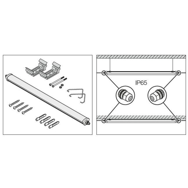 Luminaire étanche Ledvance 55W LED 150cm 6500K