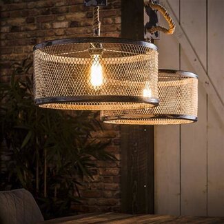 LioLights Vintage Hanglamp 2xØ40 mesh verstelbaar touw