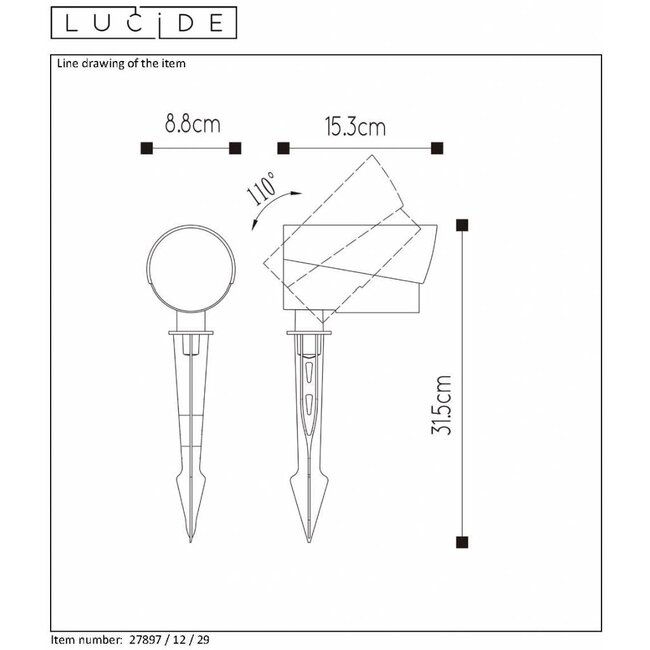 MANAL - Tuinspot Buiten - LED - 1x12W 3000K - IP65 - Antraciet - 27897/12/29