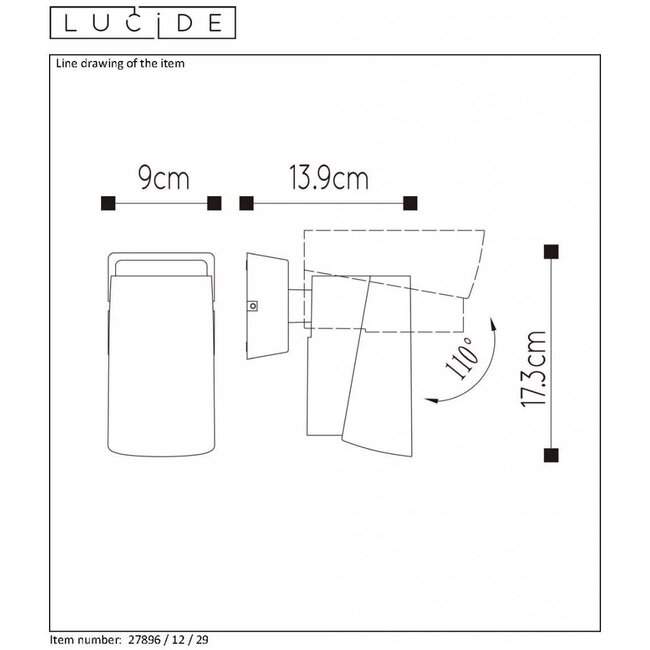 MANAL - Wandspot Buiten - LED - 1x12W 3000K - IP65 - Antraciet - 27896/12/29