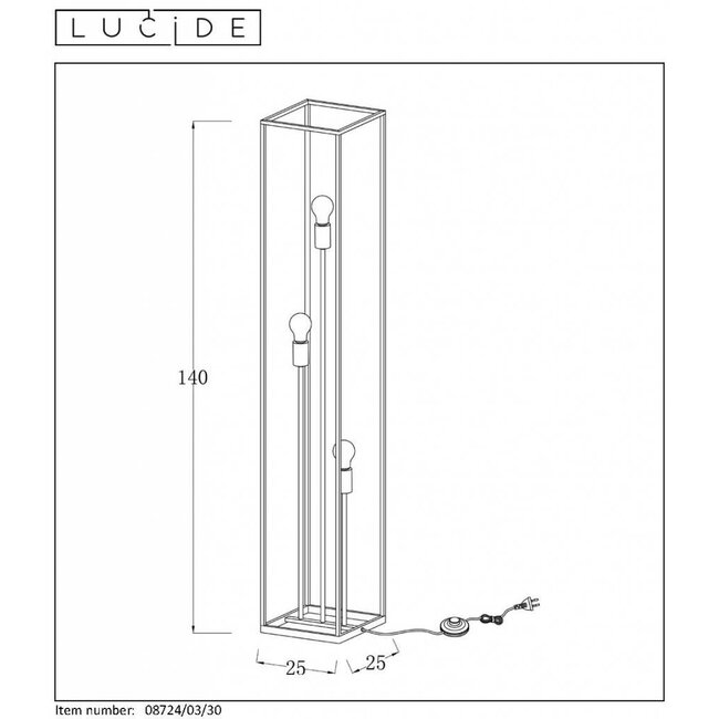ARTHUR - Floor lamp - 3xE27 - Black - 08724/03/30